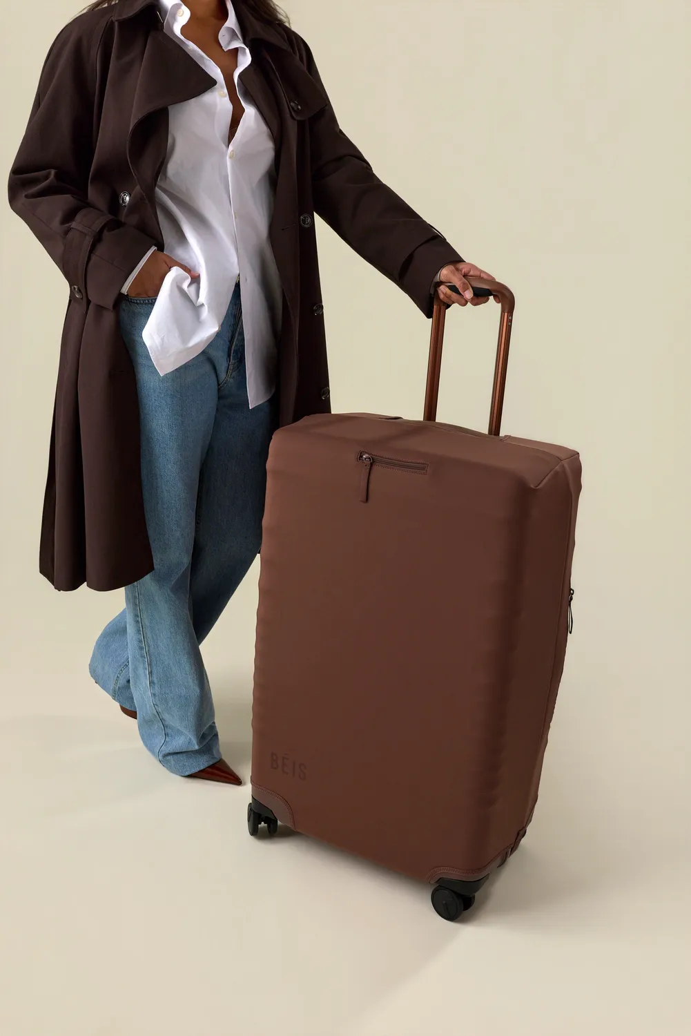 Beis Medium Check-In cover valigia Maple lavabile