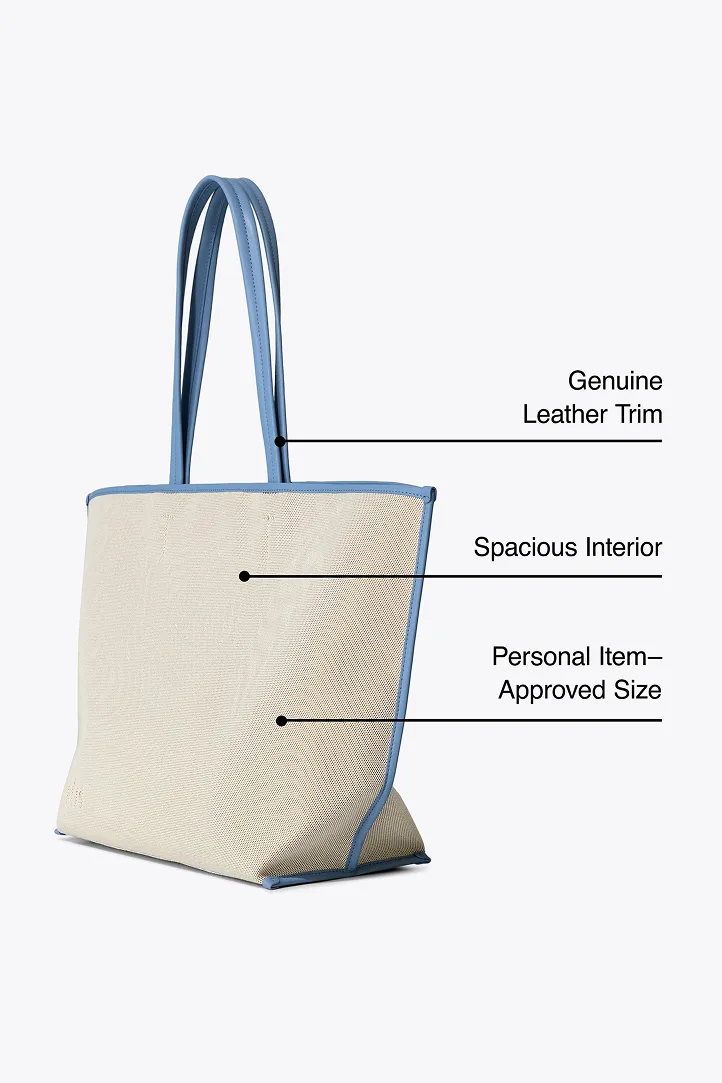 Beis Canvas and Leather tote bag dusty blue