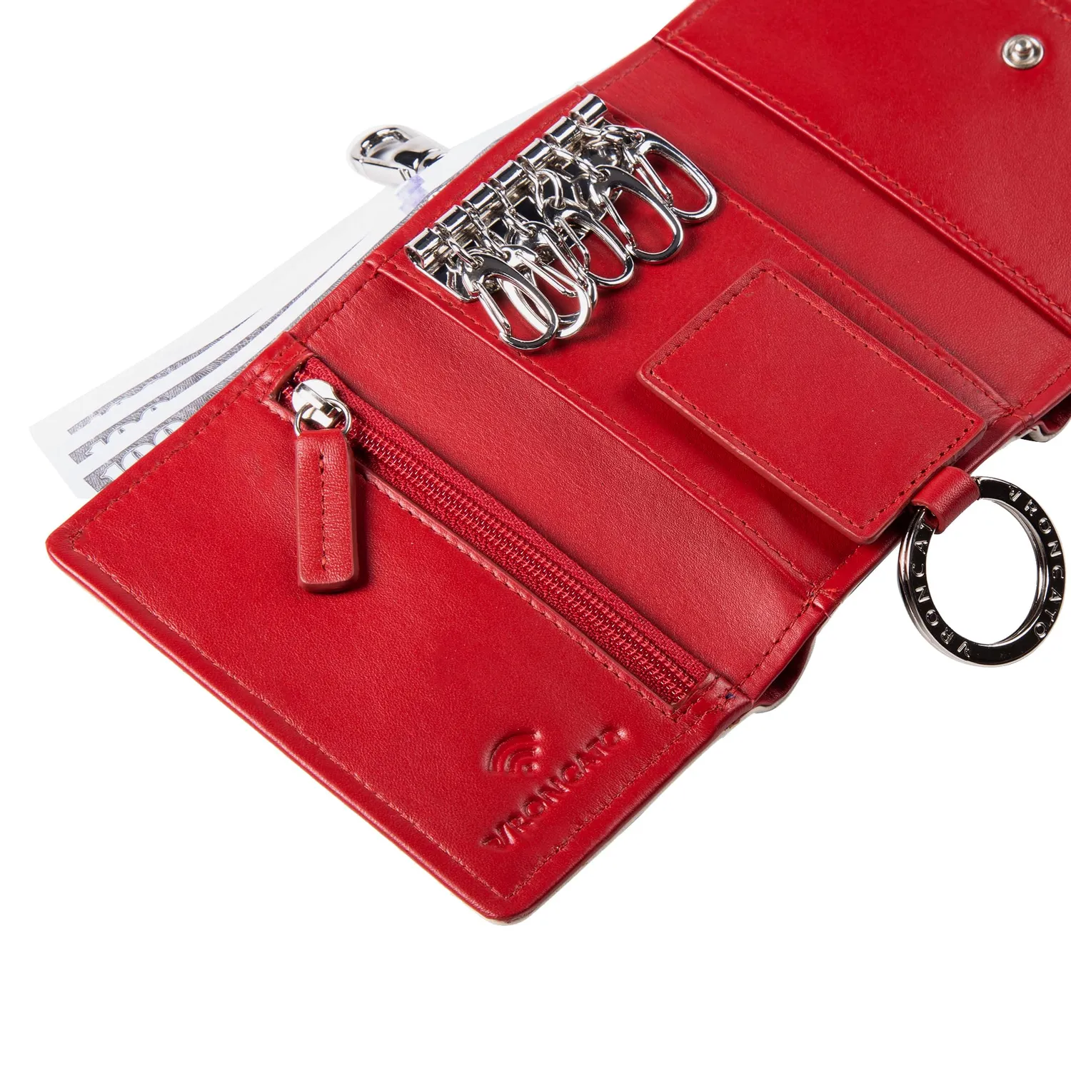 Roncato Madrid Portachiavi Pelle Navy Rosso RFID
