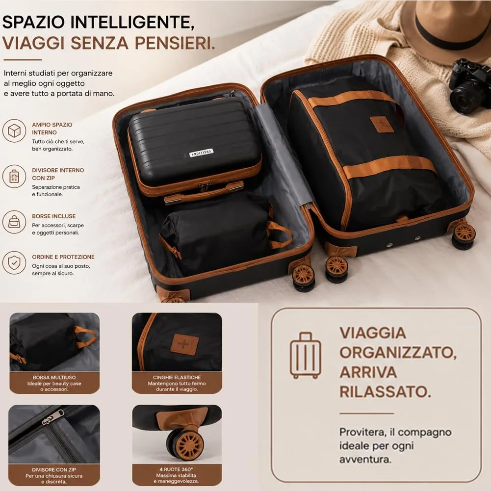 Provitera Family Set 6 Valigie Rigide Nere in ABS