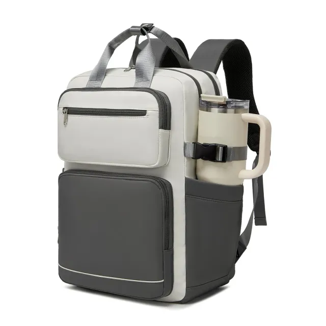 Kono 15,6 Pollici zaino porta PC beige/grigio impermeabile
