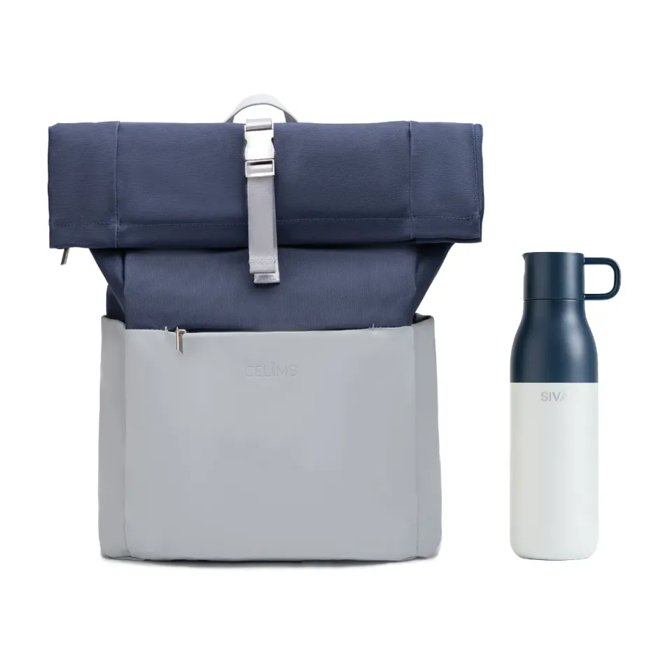 CELIMS Roll-Top zaino + borraccia 740 ml sand termica
