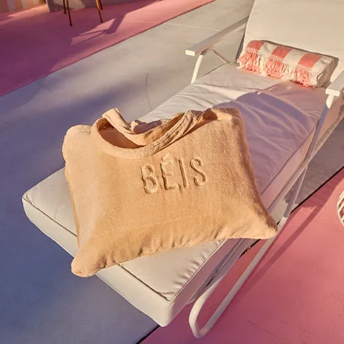 Beis Terry Tote Borsa Mare Beige con telo spugna