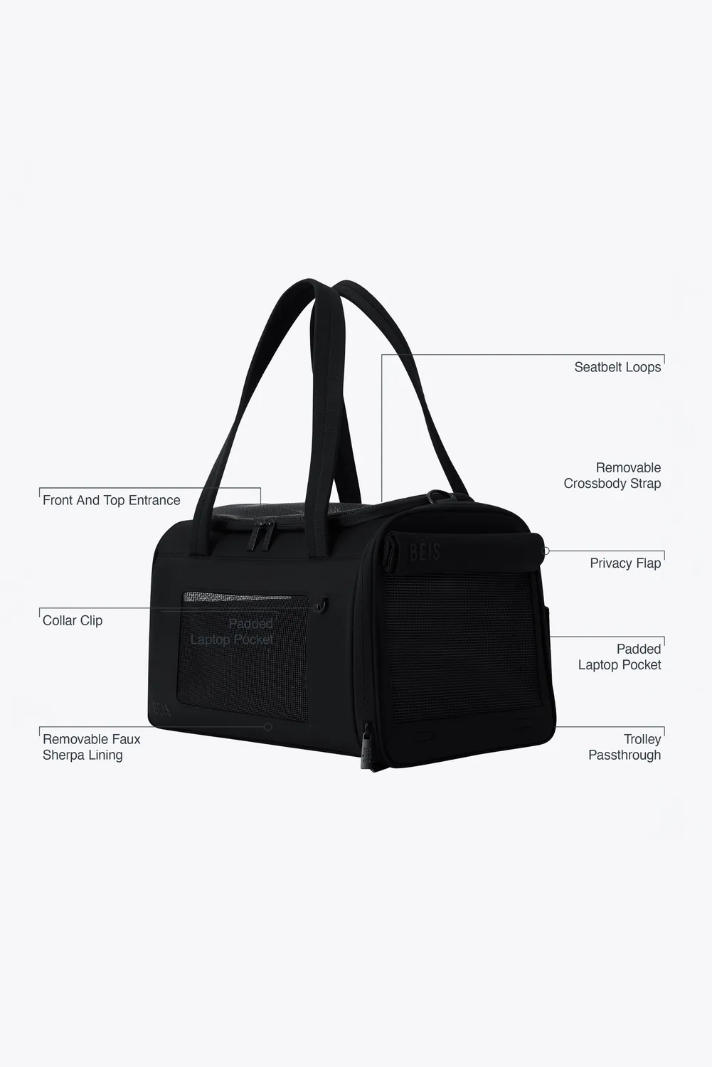 Beis The Pet Carrier trasportino nero omologato cabina