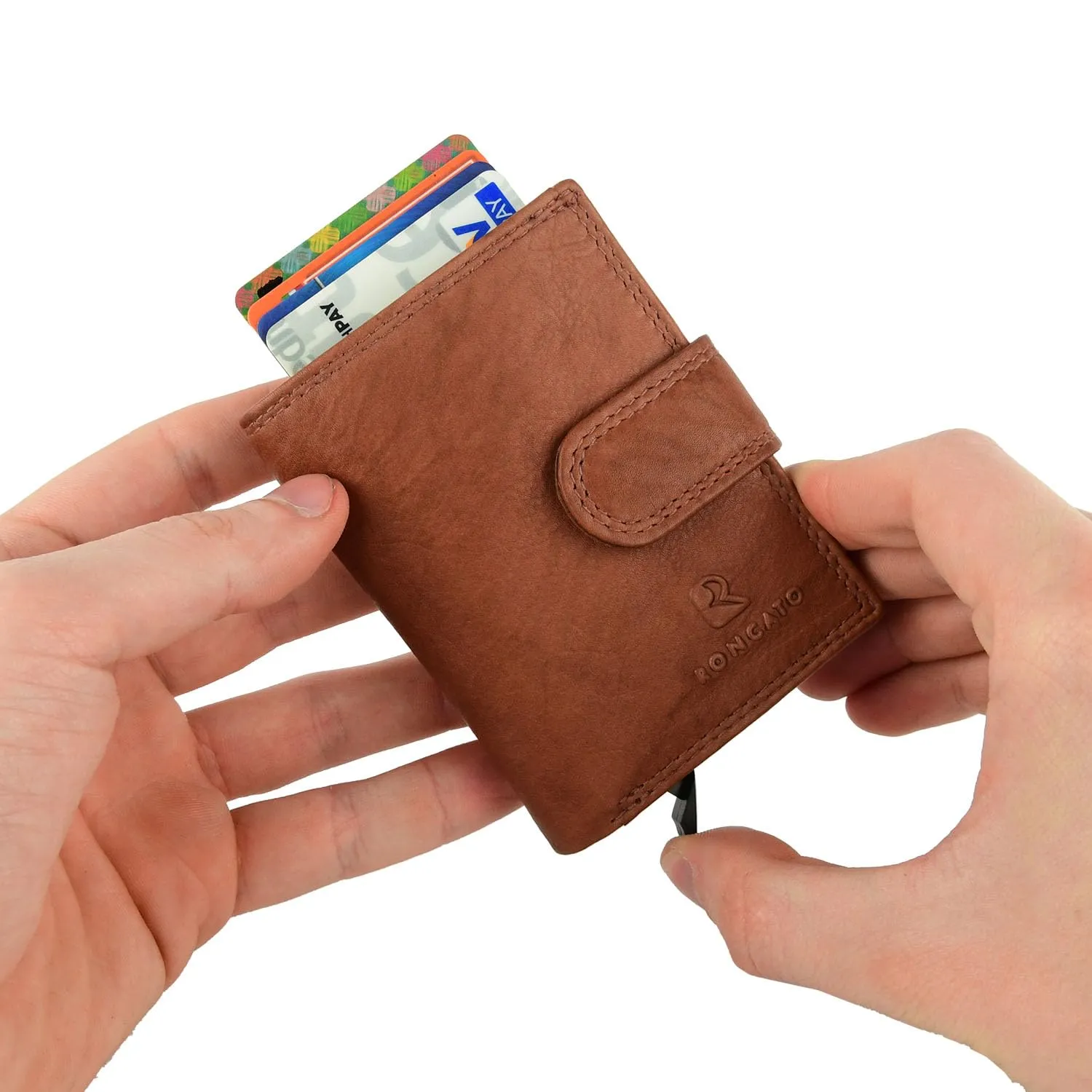 Roncato Portafoglio Uomo Vera Pelle Slim 10 cm con Zip