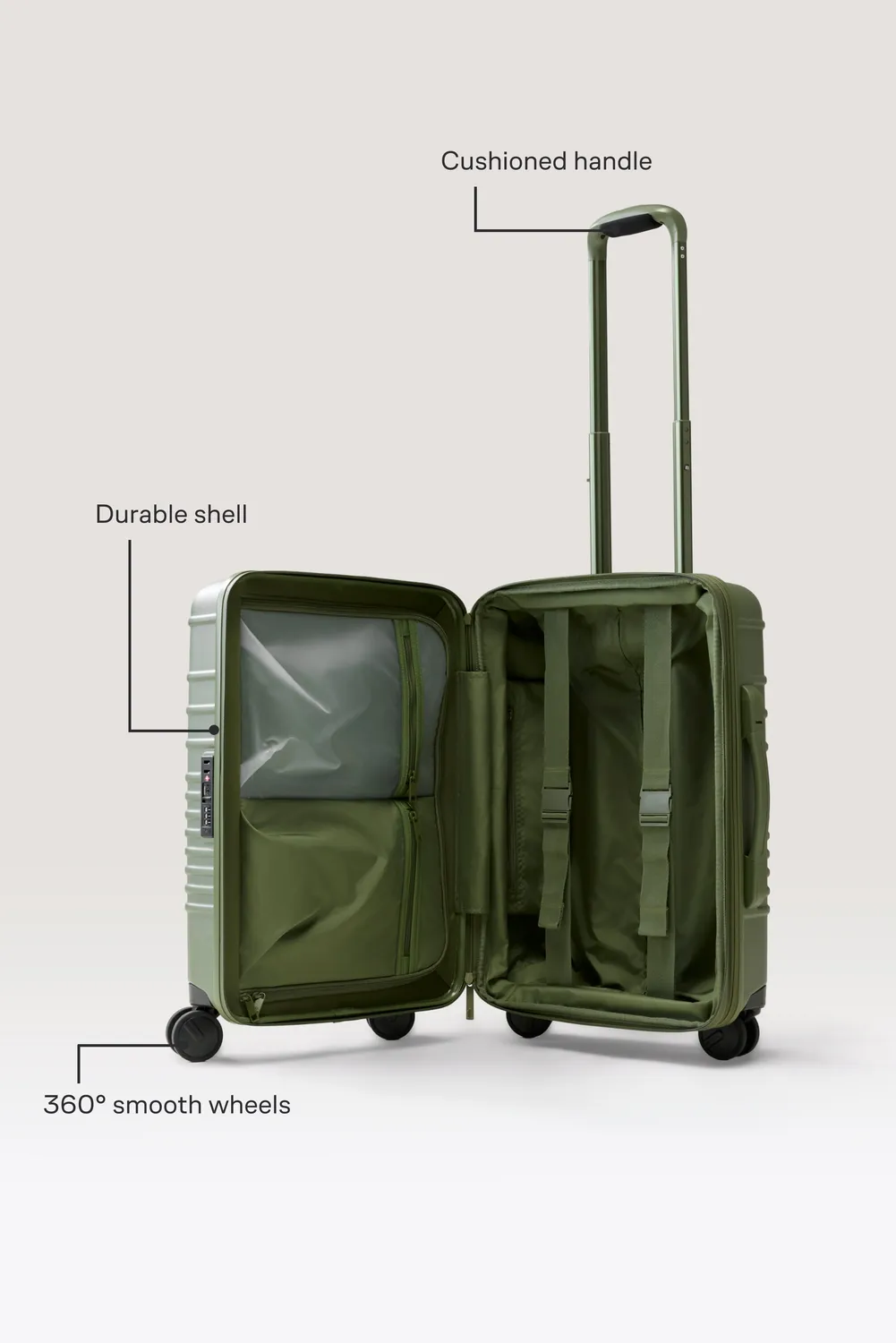 Beis Carry-On Roller Olive trolley mano verde rigido