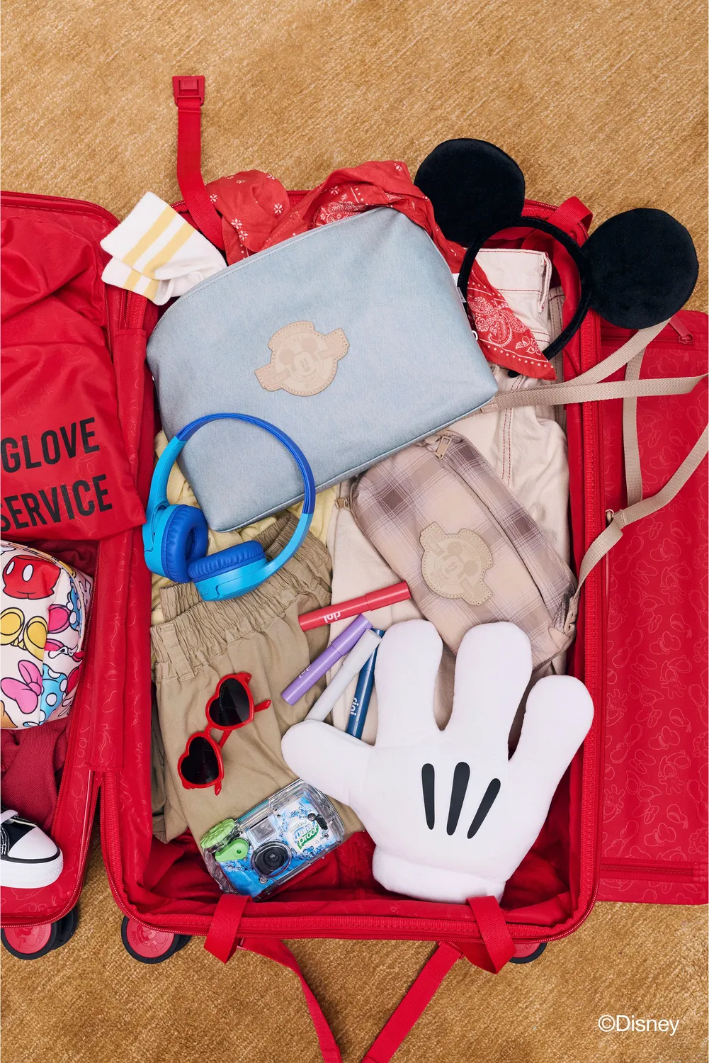 Beis The Roller Medium Check-In valigia rosso Mickey Mouse