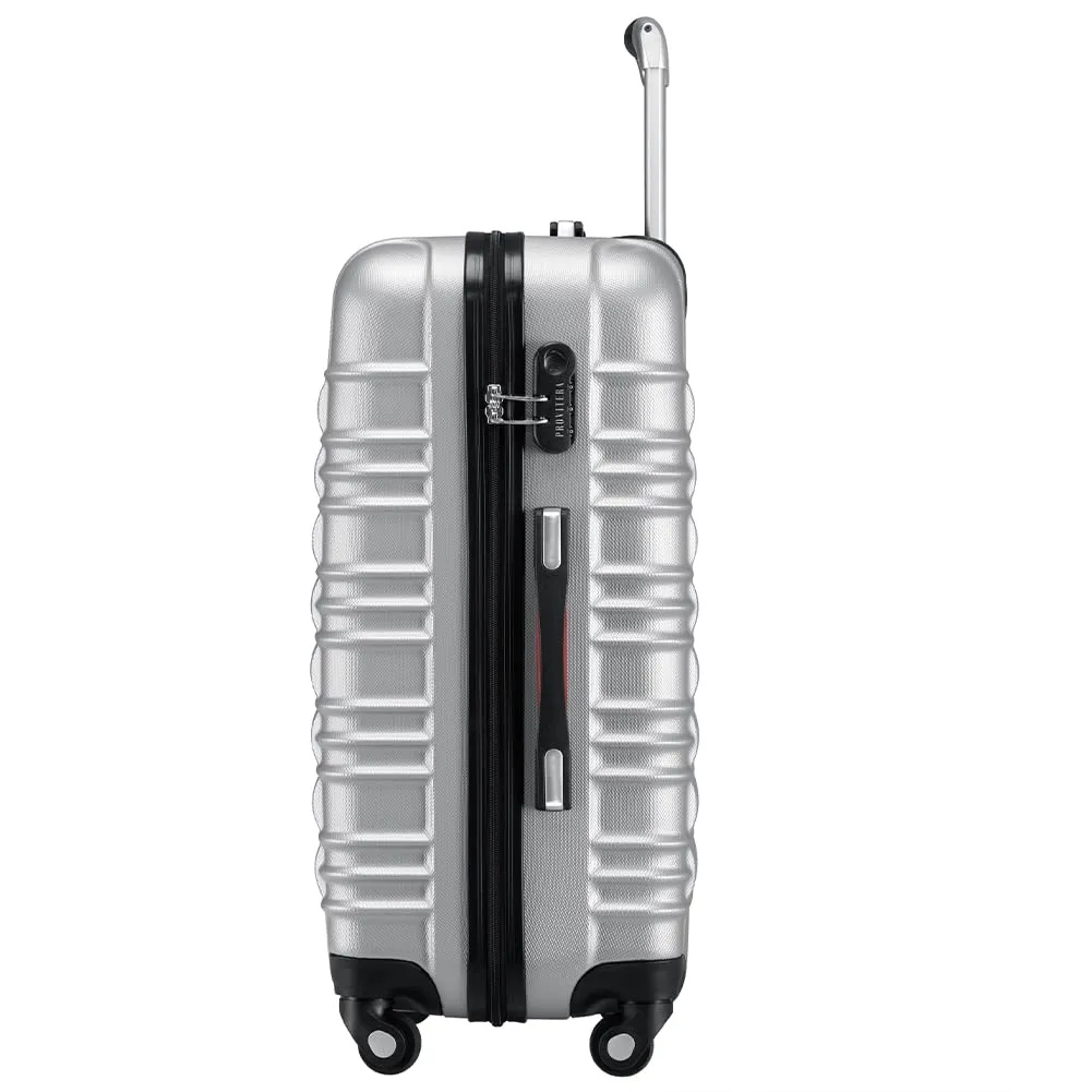Provitera Set 4 Valigie Rigide ABS S-M-L-XL Trolley Argento