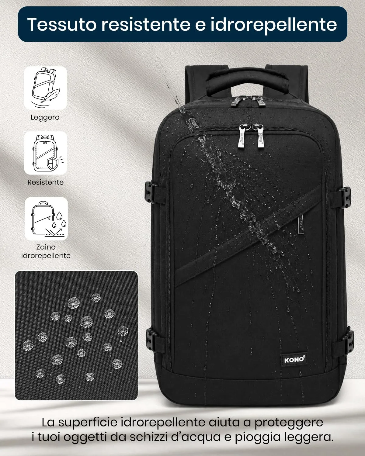 Kono Ryanair 40x20x25 zaino bagaglio mano nero 20L