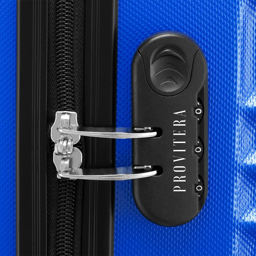 Provitera Set 4 Valigie Rigide ABS S-M-L-XL Trolley Blu
