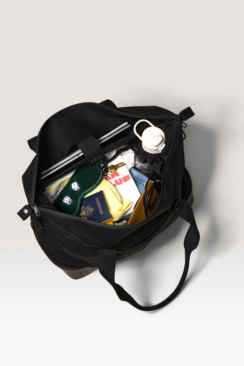 Beis The Weekender borsone nero tela carry-on