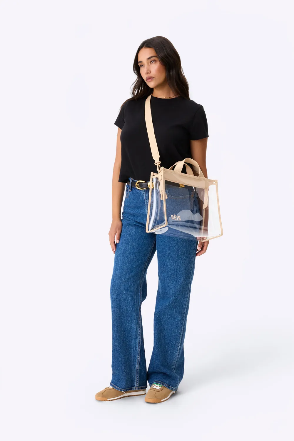 Beis Stadium Tote borsa trasparente beige da stadio