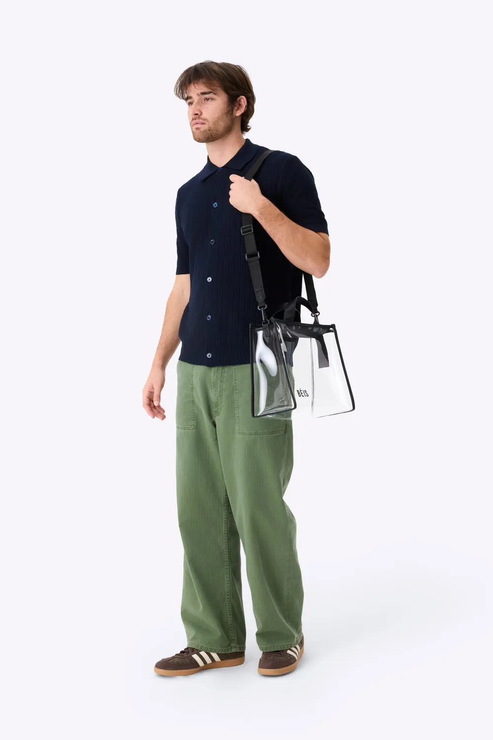 Beis Stadium Tote borsa trasparente nera con tracolla