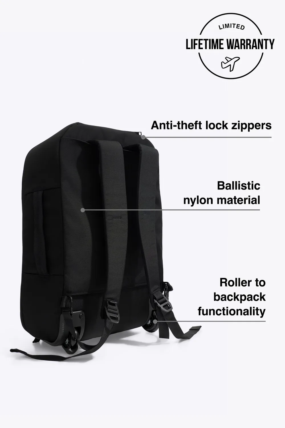 Beis Pro Rolling Backpack zaino trolley nero nylon 17"