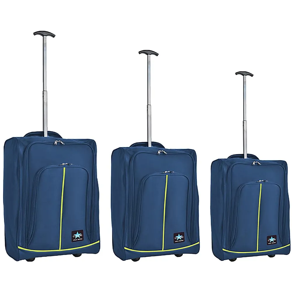 Provitera set 3 valigie morbide azzurro 50-60 cm