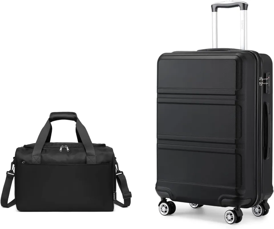 Kono Set 2 Valigia 55cm + Borsa 40x30x20 Nero Rigido