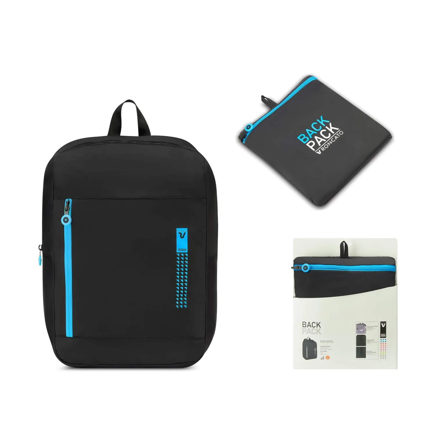 Roncato Compact zaino viaggio 45x36x20 nero neon 30 L