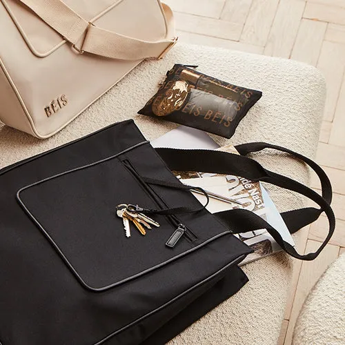 Beis North To South Tote borsa nera riciclata