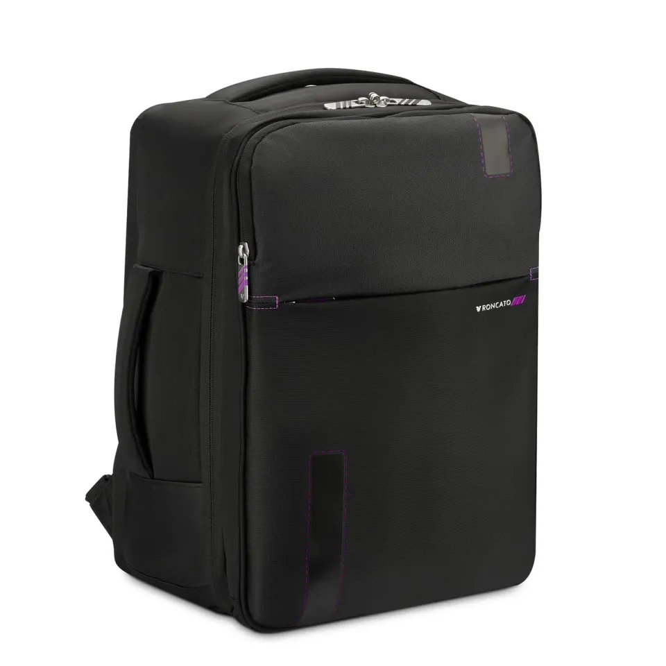 Roncato Speed Ryanair Zaino Viaggio Nero Ciclamino 20 L