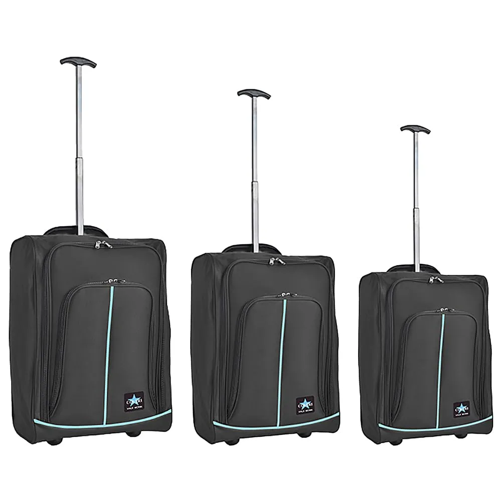 Provitera set 3 valigie morbide azzurro 50-60 cm