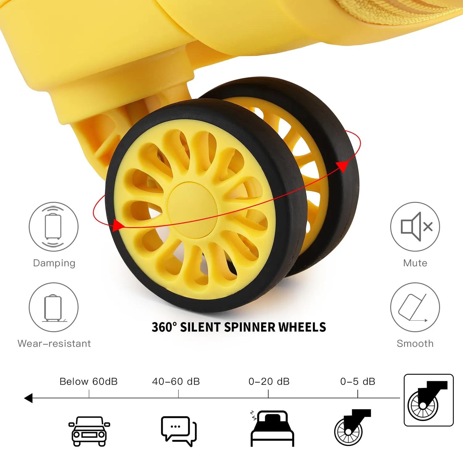 Kono trolley bagaglio a mano rigido S 55x40x20 giallo