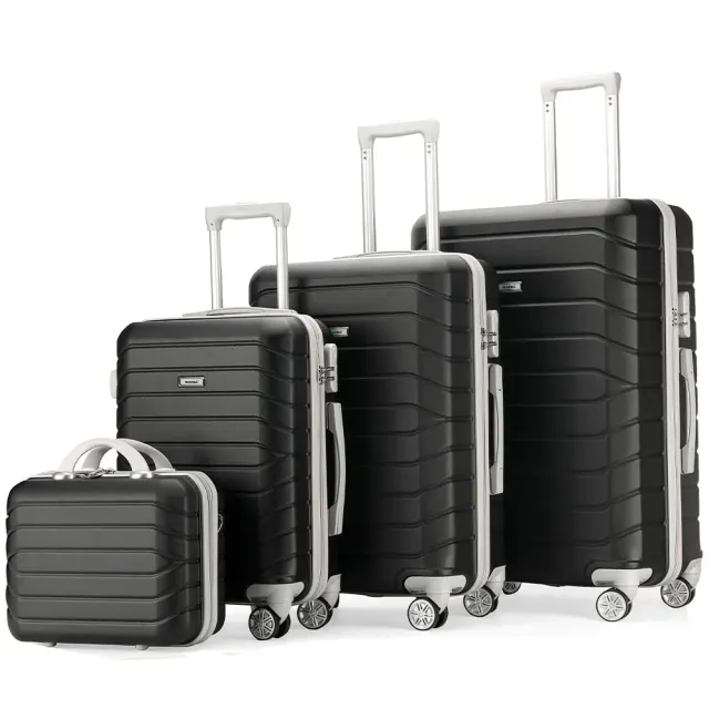 Provitera Set 4 Valigie Rigide ABS Nero + Beauty Case