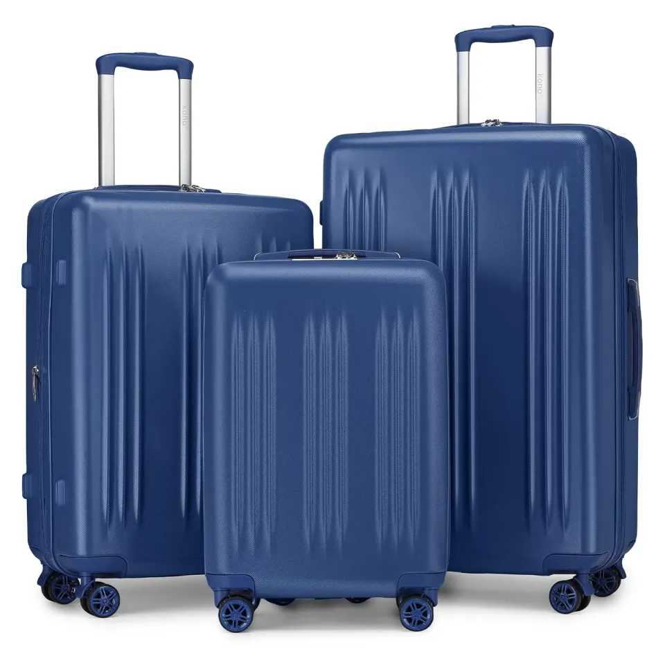 Kono Set 3 Valigie Rigide 55+65+75 blu marina espandibili