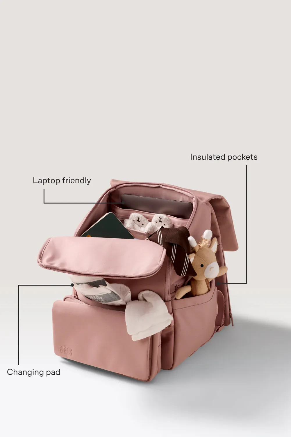 Beis Ultimate Zaino Fasciatoio Atlas Pink Con Marsupio