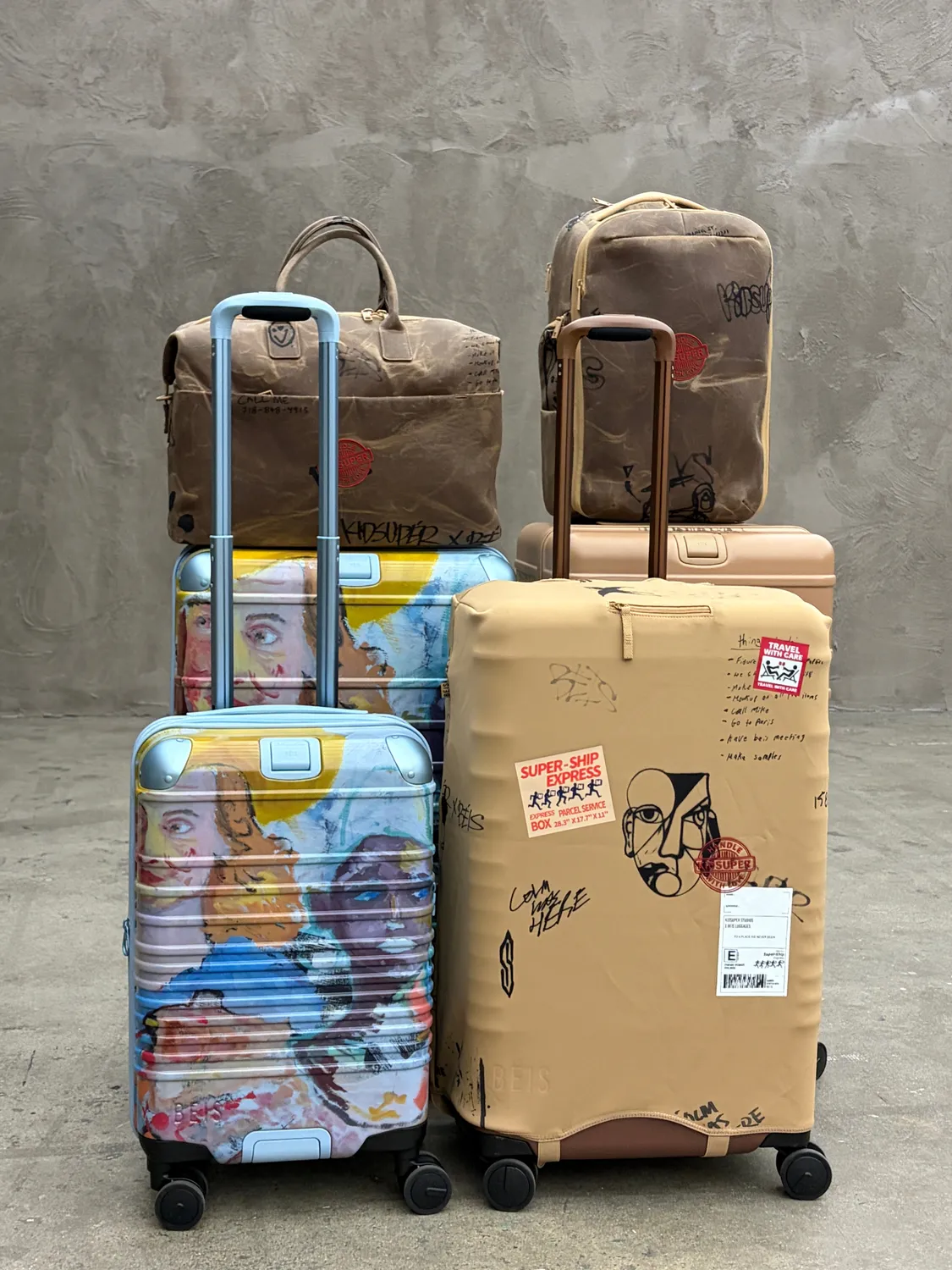 Beis KidSuper cover valigia hybrid check-in cargo blu
