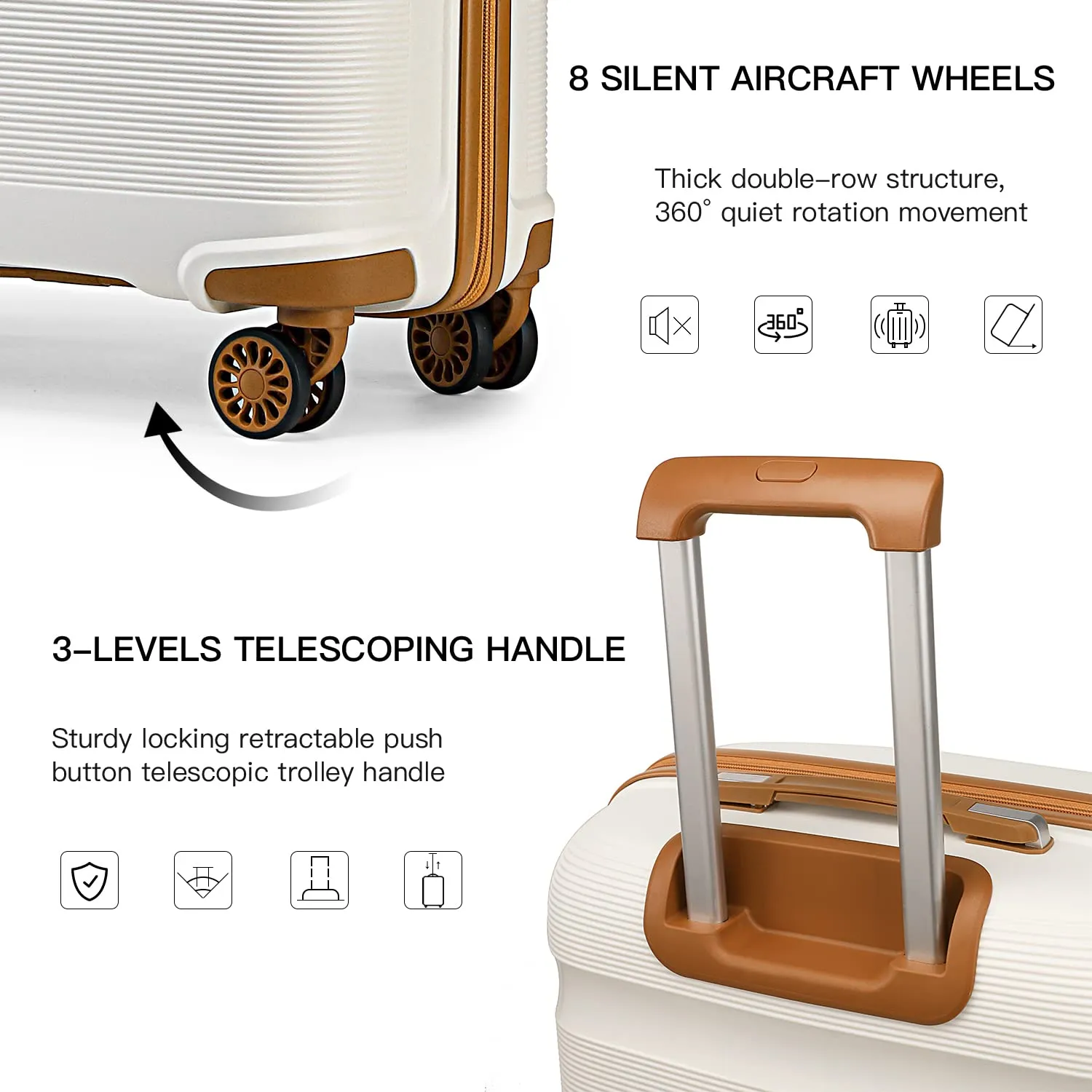Kono trolley rigido 55 cm bagaglio a mano bianco crema 40 L