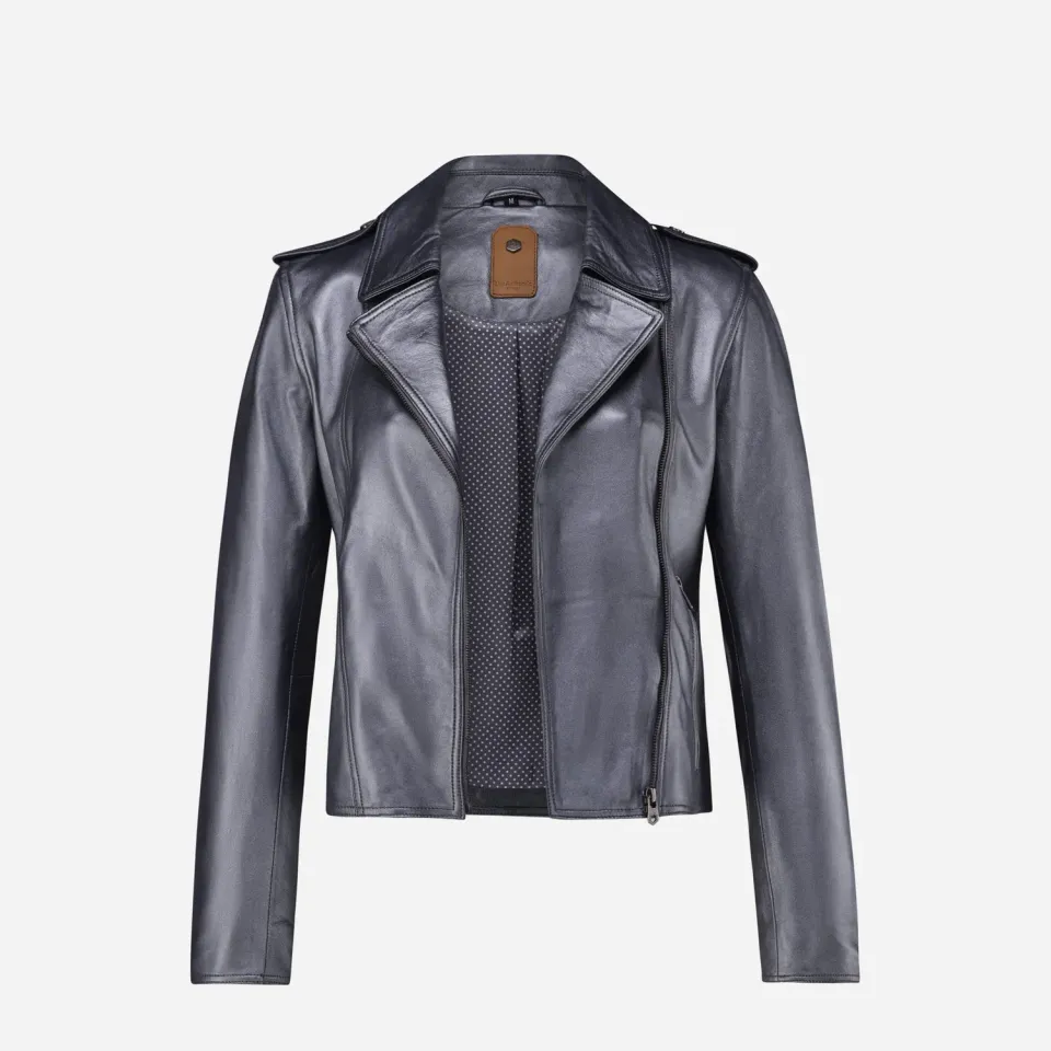 Jekyll & Hide Tracey Giacca Pelle Donna Gun Metal Silver