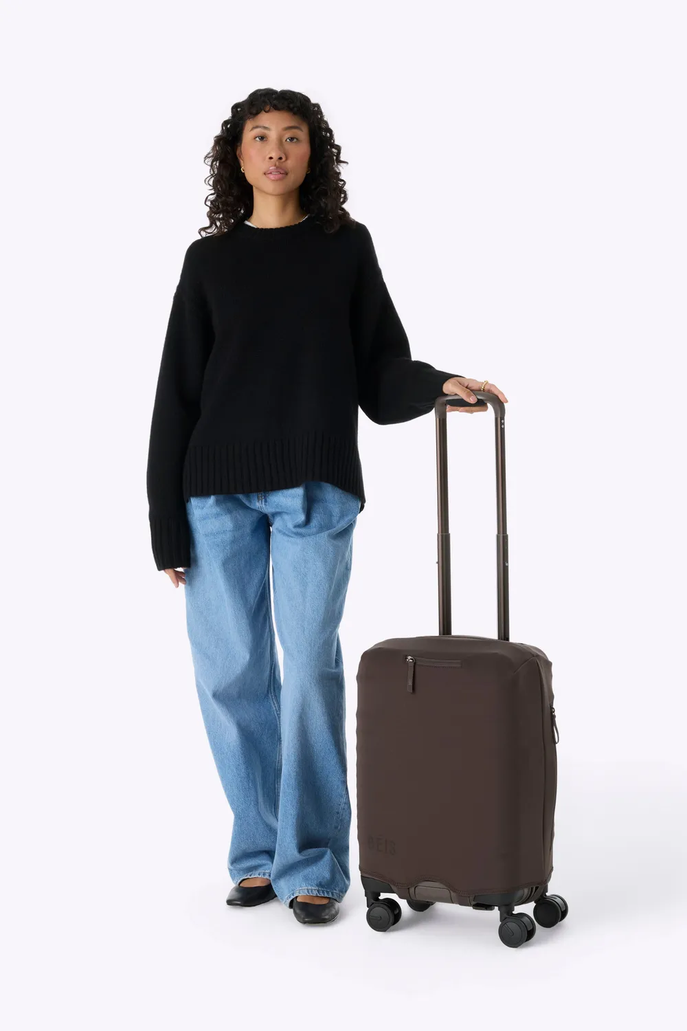 Beis Hybrid Cover Copri Valigia Carry-On Espresso