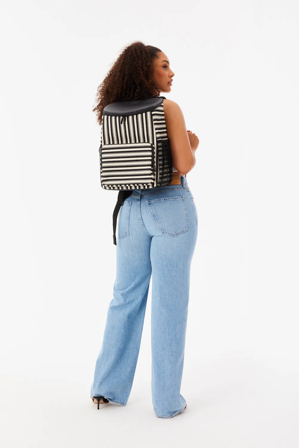 Beis Backpack Cooler borsa frigo zaino nera a righe