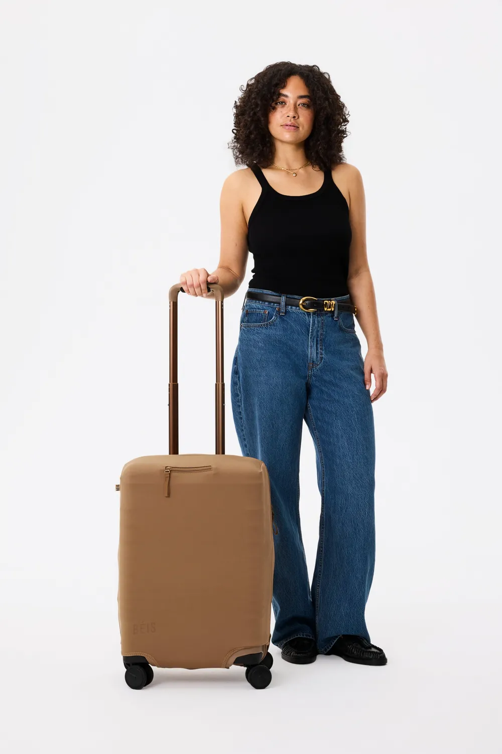 Beis Carry-On cover valigia camel