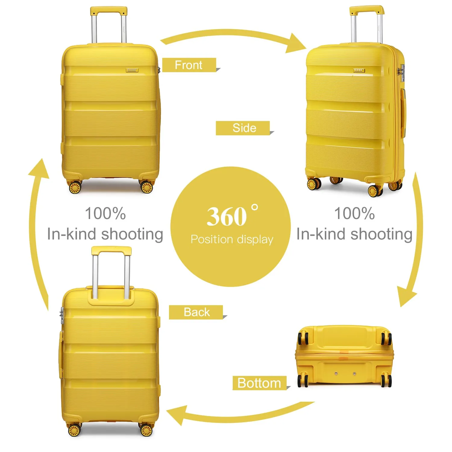 Kono trolley bagaglio a mano rigido S 55x40x20 giallo
