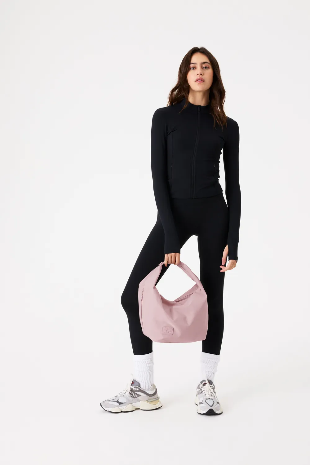 Beis Crescent Catchall borsa crossbody rosa cotone