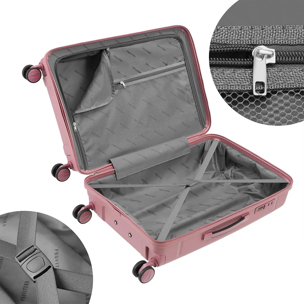 Provitera Set 3 Valigie Rigide Rosa ABS 90 Litri