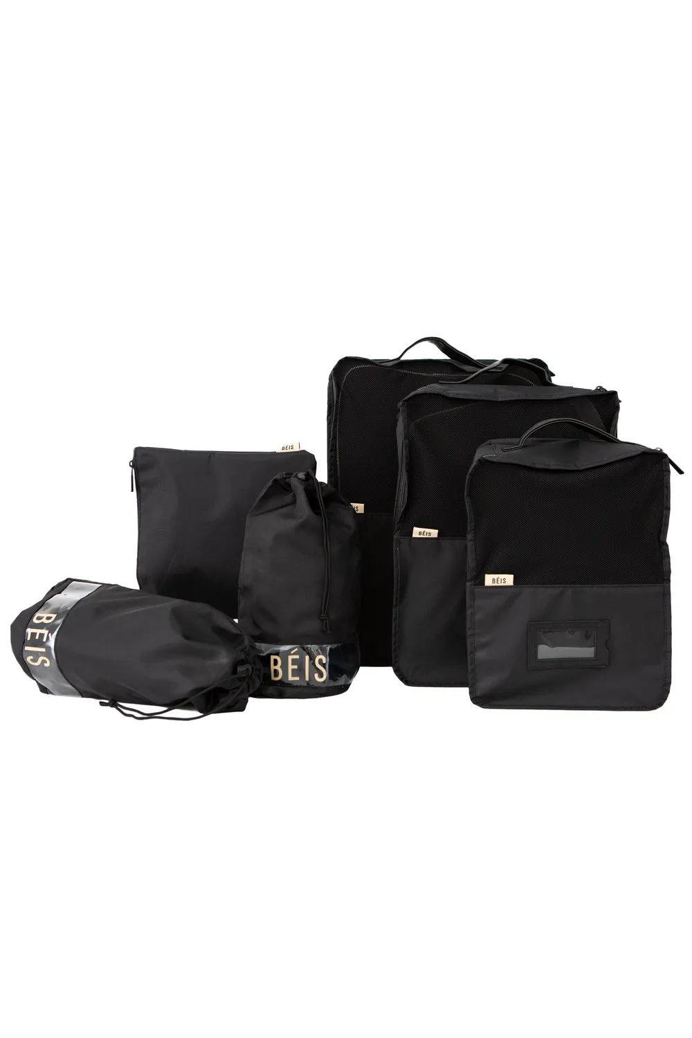 Beis The Packing Cubes organizer valigia nero set 6 pezzi nylon