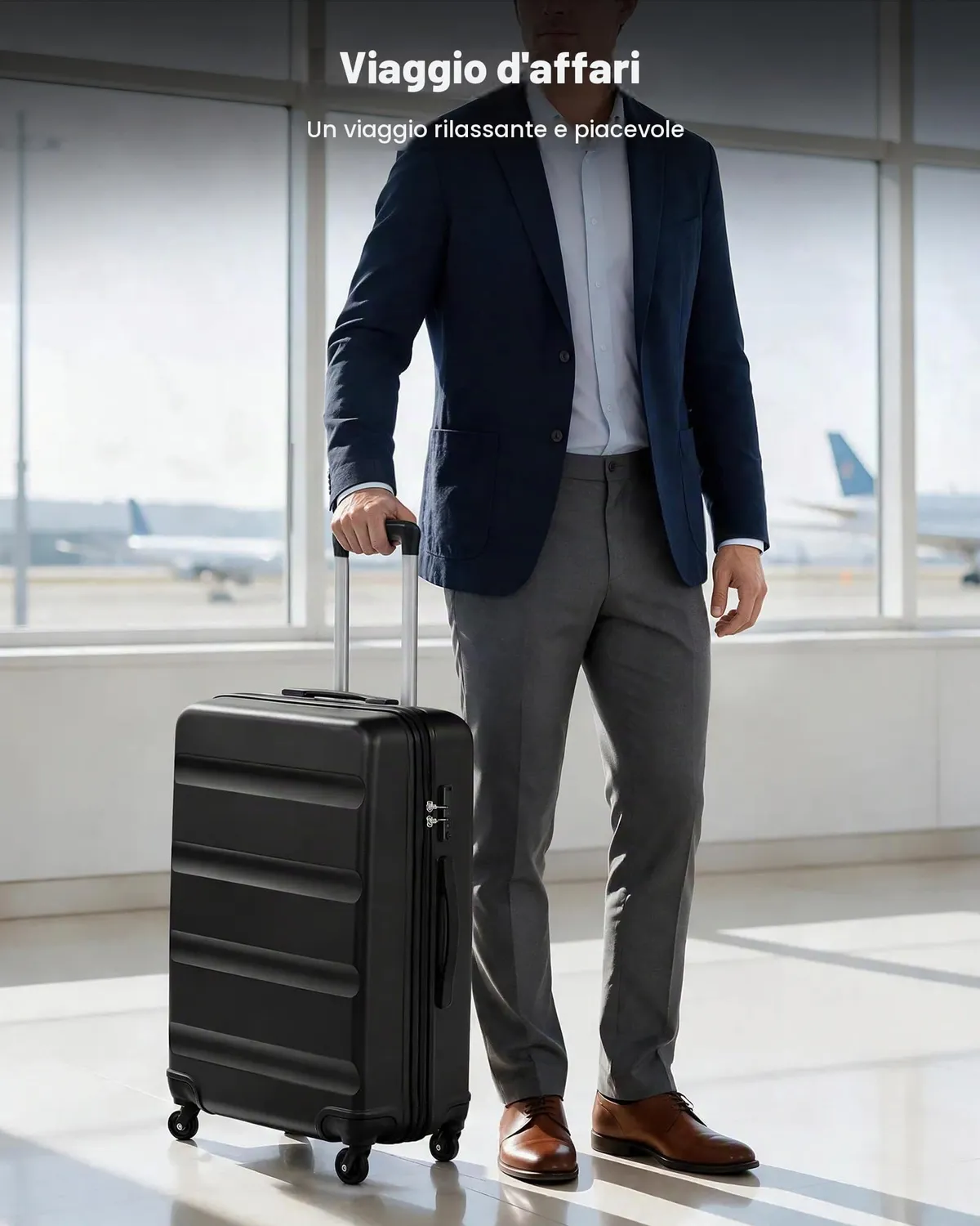 Kono M 66cm 63L Valigia Rigida da Stiva Nera TSA