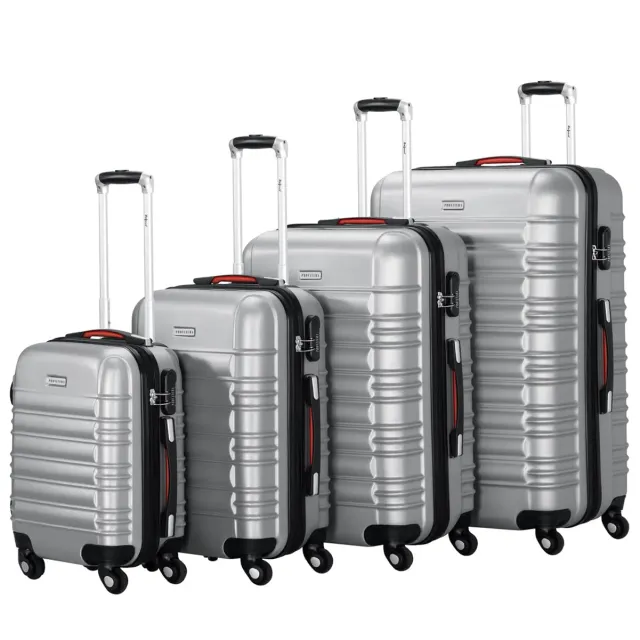 Provitera Set 4 Valigie Rigide ABS S-M-L-XL Trolley Argento
