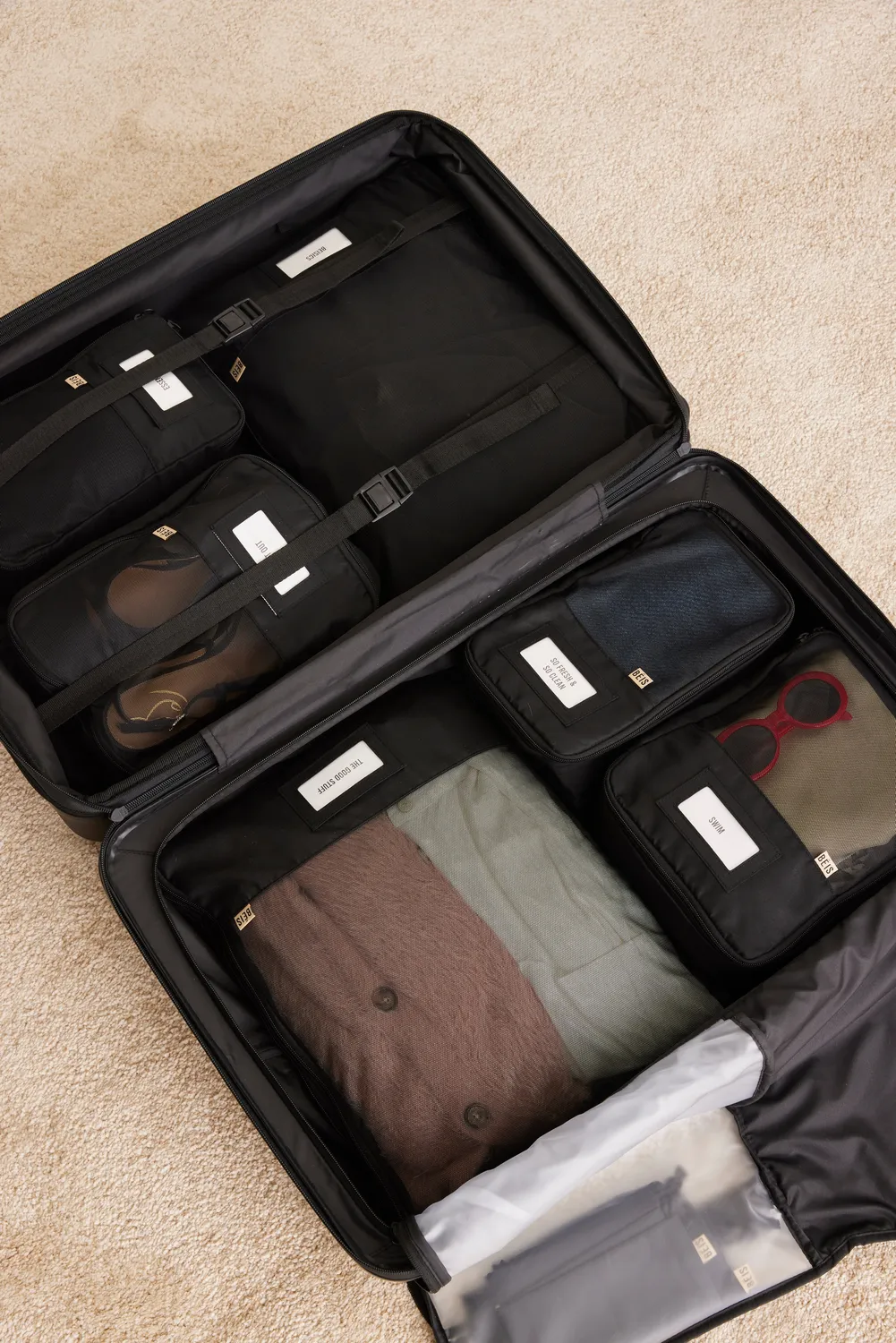 Beis Compression Packing Cubes packing cubes 6 pezzi black compressione