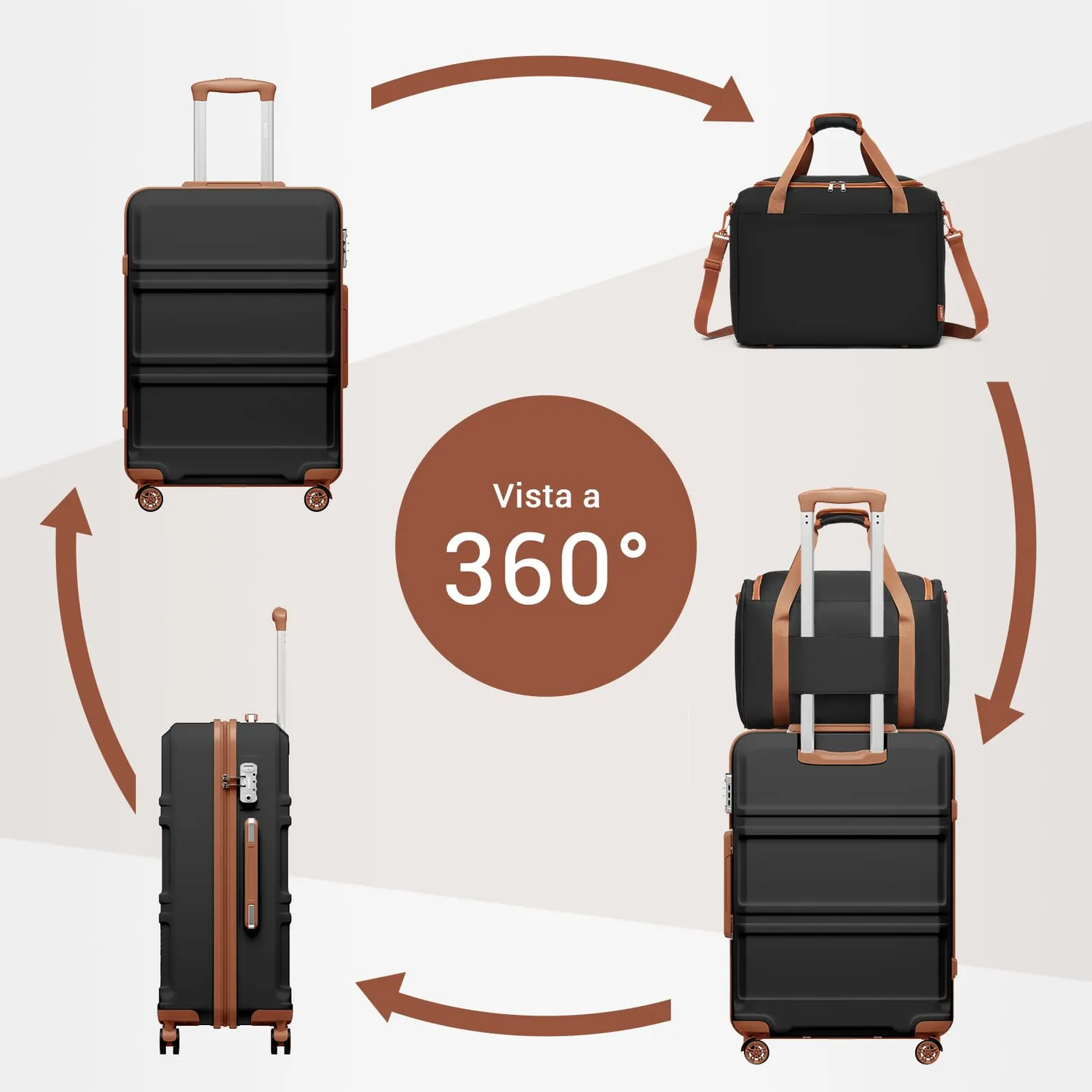 Kono Set 4 Valigie 55/66/75cm + Borsa 40x30x20 Nero