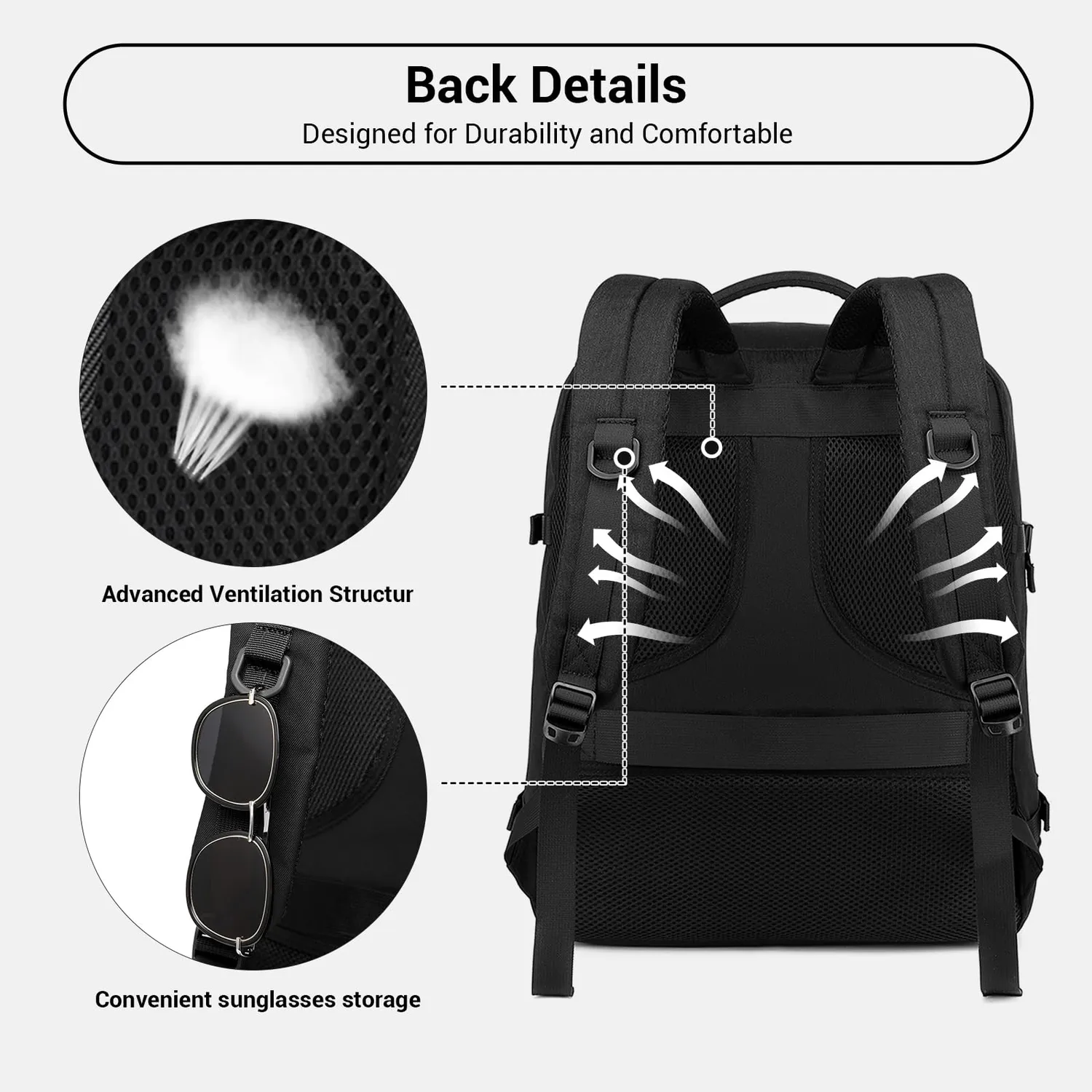 Kono zaino bagaglio a mano 45x36x20 nero 30L