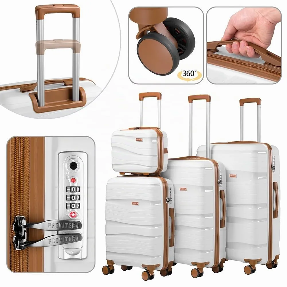 Provitera set 4 valigie rigide bianche PP 12-102L trolley