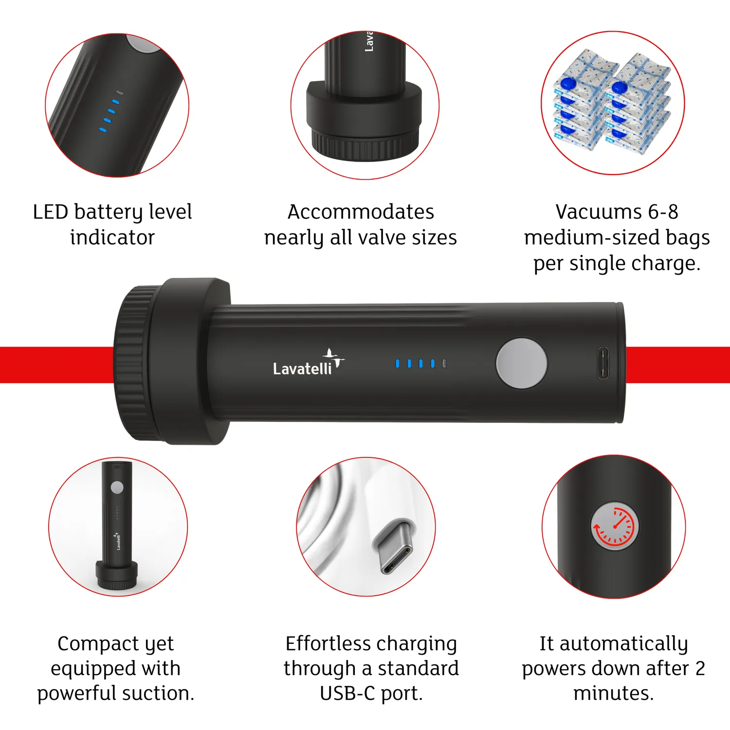 Cabin Max Lyon pompa sottovuoto USB + 2 sacchetti 45x40