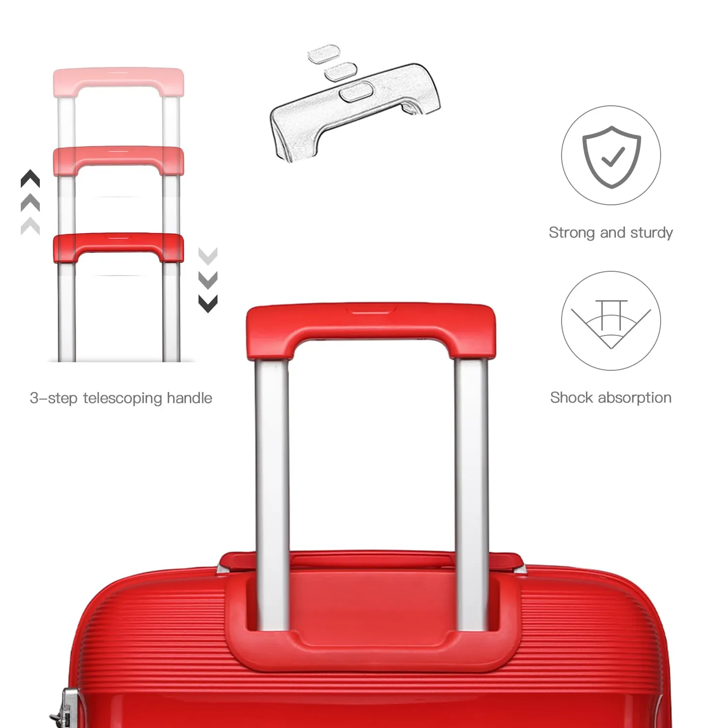 Kono Set Valigie 20 24 28 da 3 Pezzi Rigidi Trolley TSA Leggero