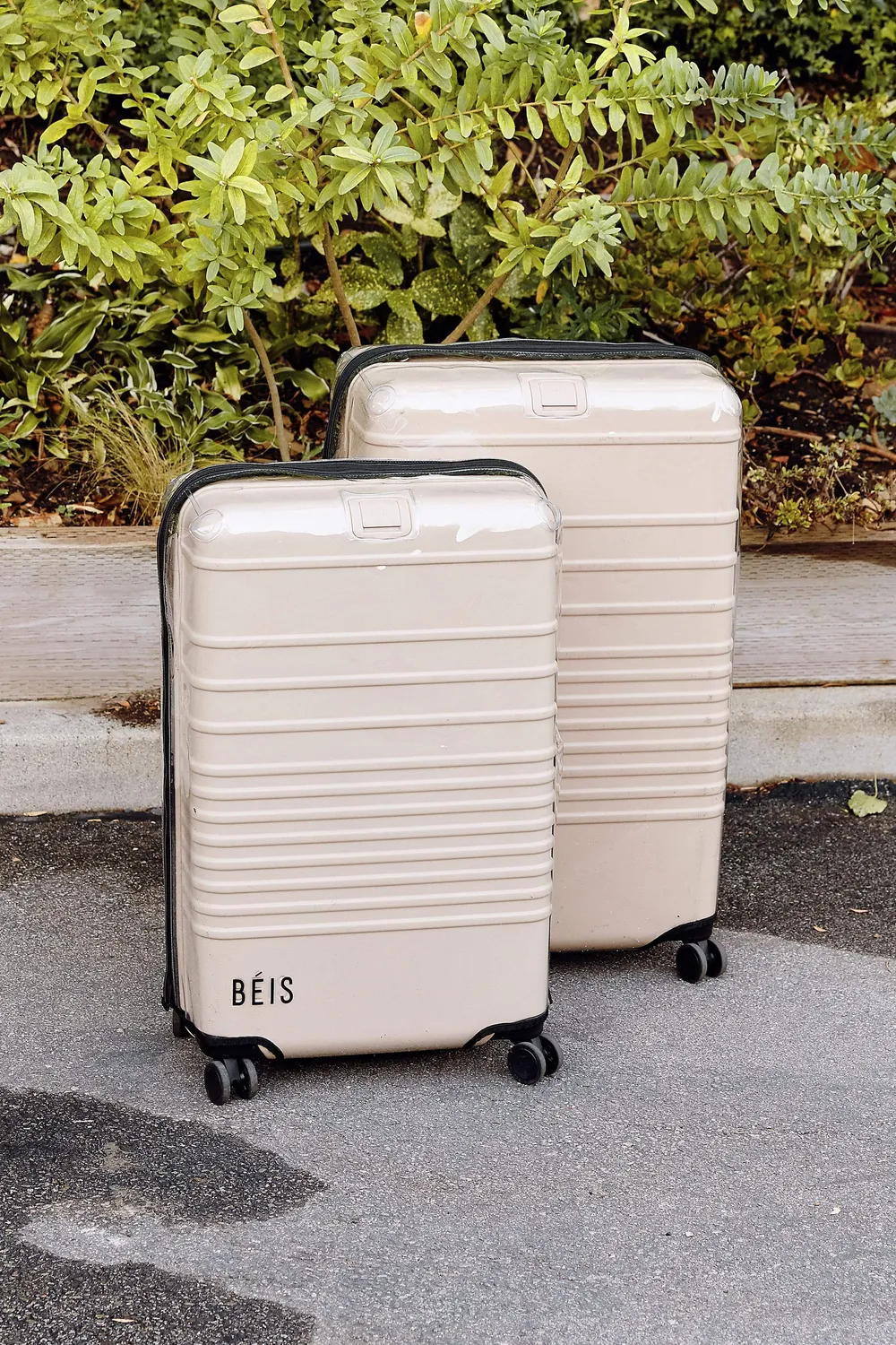 Beis Medium Check-In cover valigia trasparente PVC