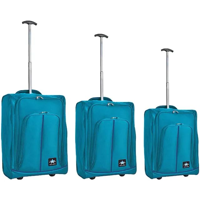 Provitera set 3 valigie morbide azzurro 50-60 cm