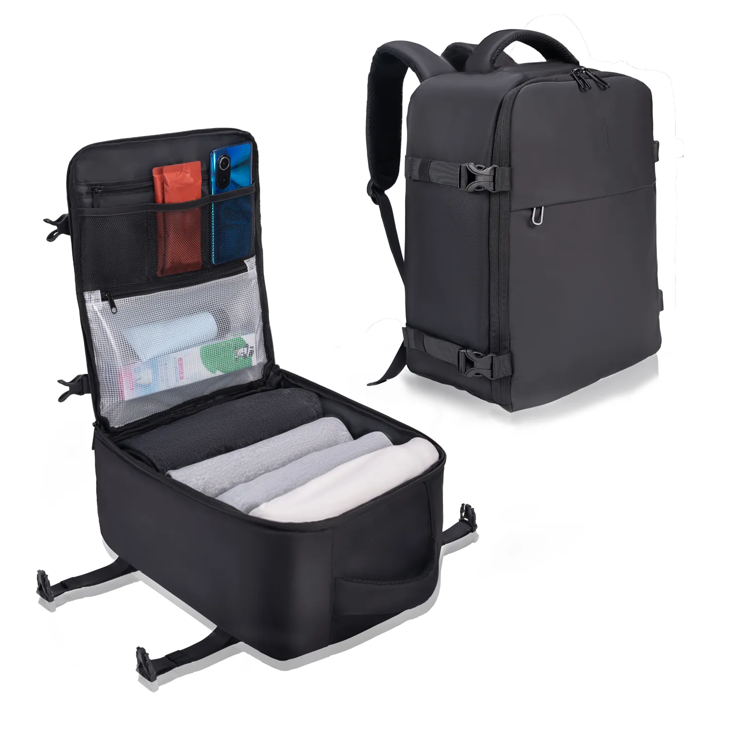 CELIMS 40x30x20 Zaino Bagaglio a Mano Nero impermeabile