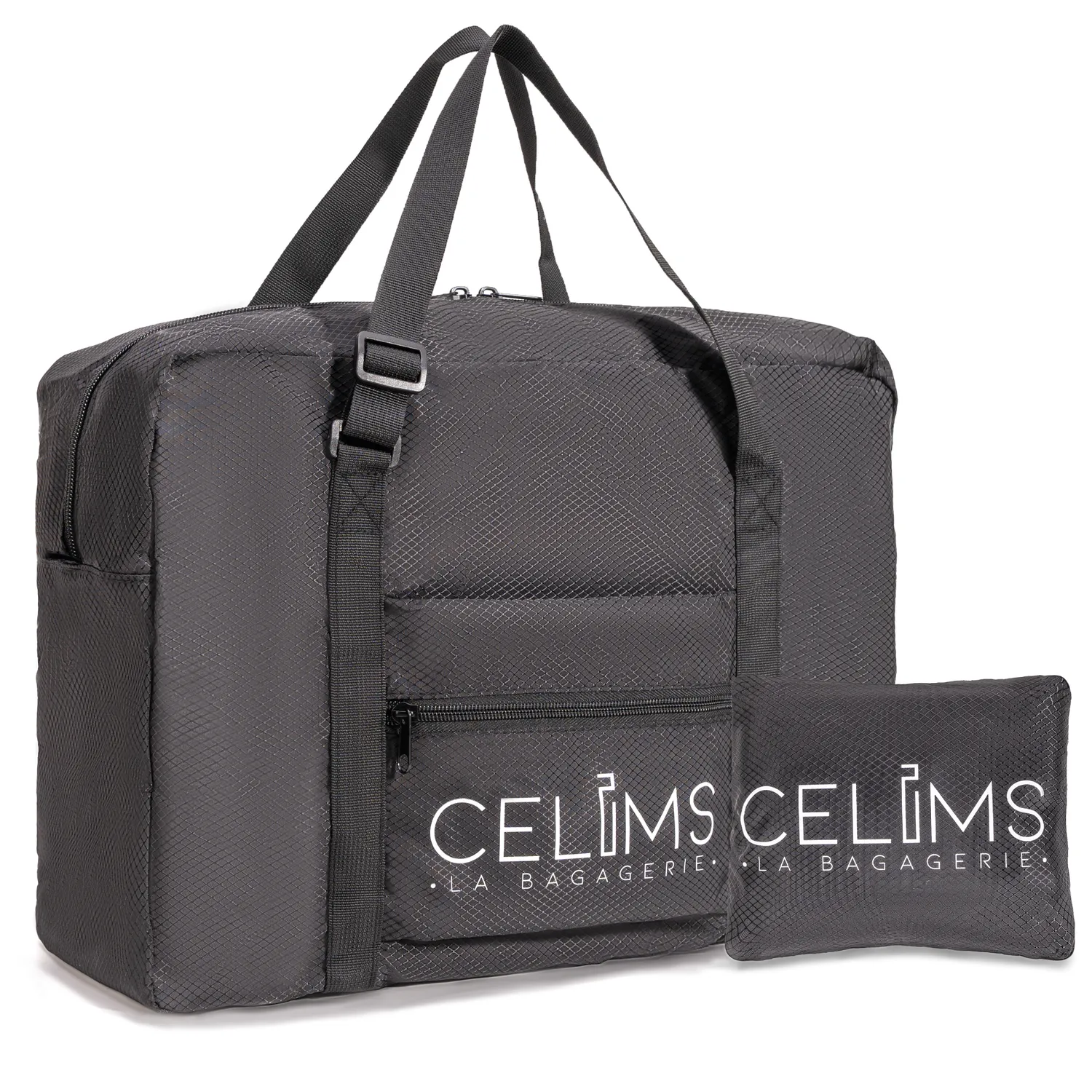 CELIMS borsa pieghevole 40x30x20 nero nylon ultraleggera